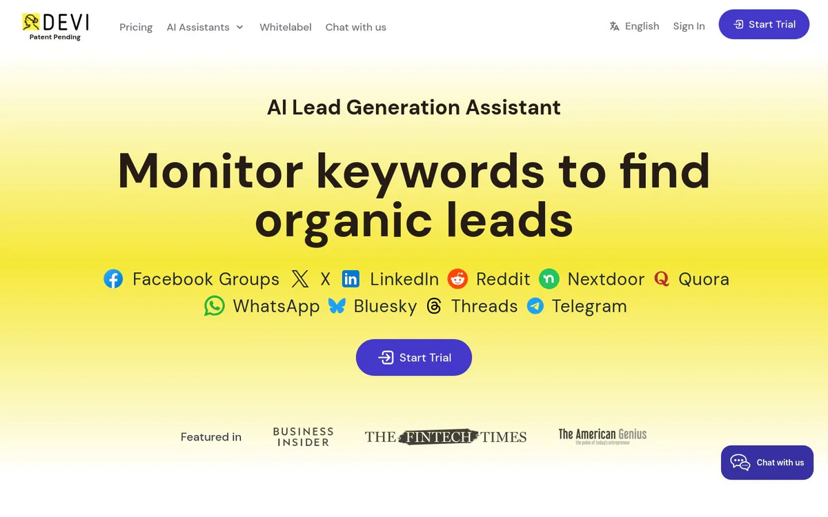 Devi | AI Social Media Leads Monitoring and Outreach Tool