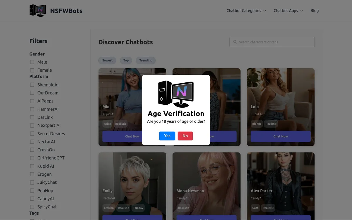NSFWBots - AI Sex Chatbot List